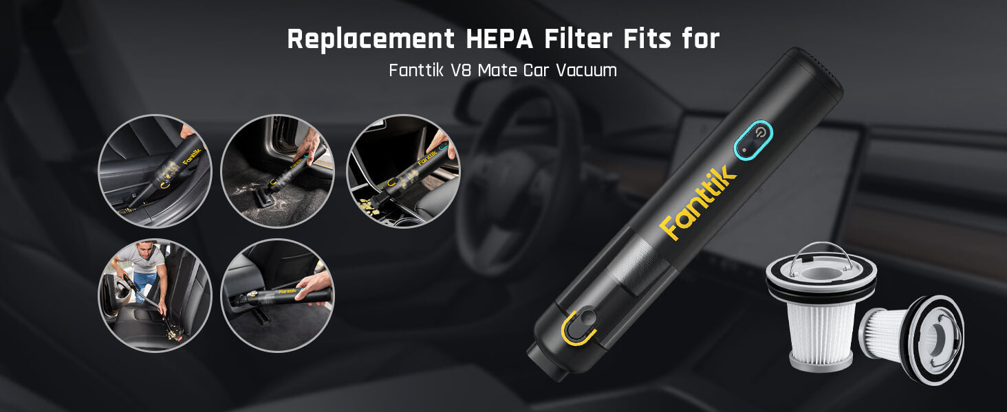 Launchcool 2-pack vervangende HEPA-filters voor V8 Mate autostofzuiger